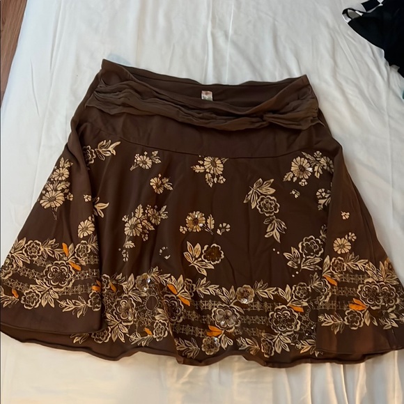 Free People Dresses & Skirts - Free People Brown Tan A-Line Skirt with Ruffled Ruched Details Size M